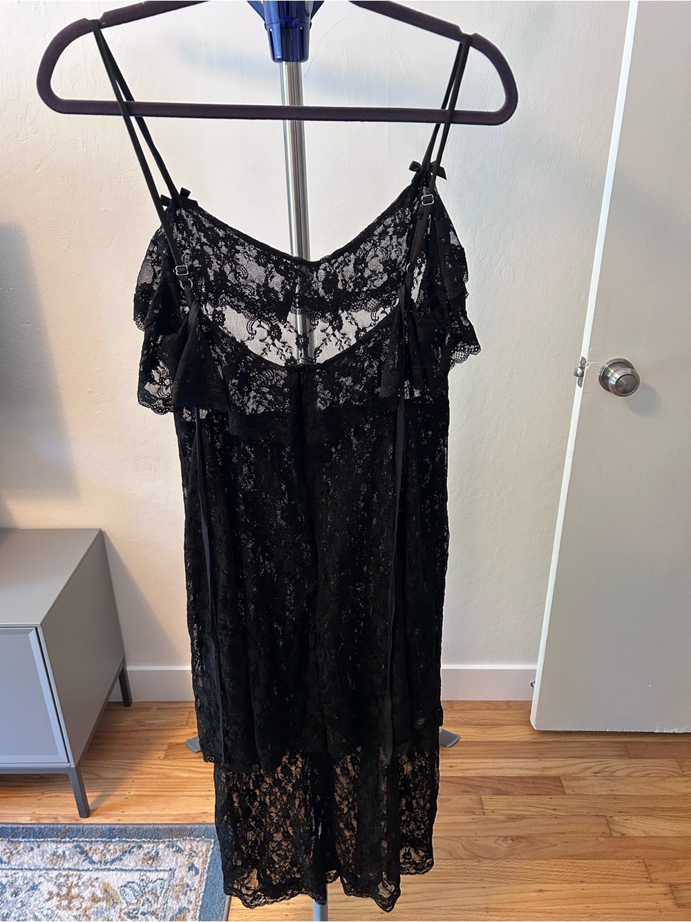 POL Black Lace Slip Dress